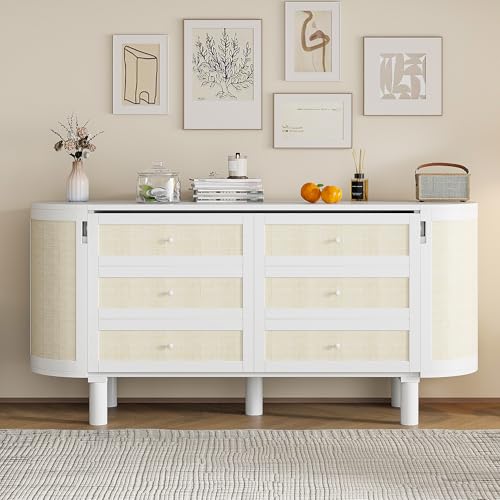 Queen Size Farmhouse Murphy Bed Cabinet with Charging Station, Foldable Platform Bed Frame with 2 Storage Drawers