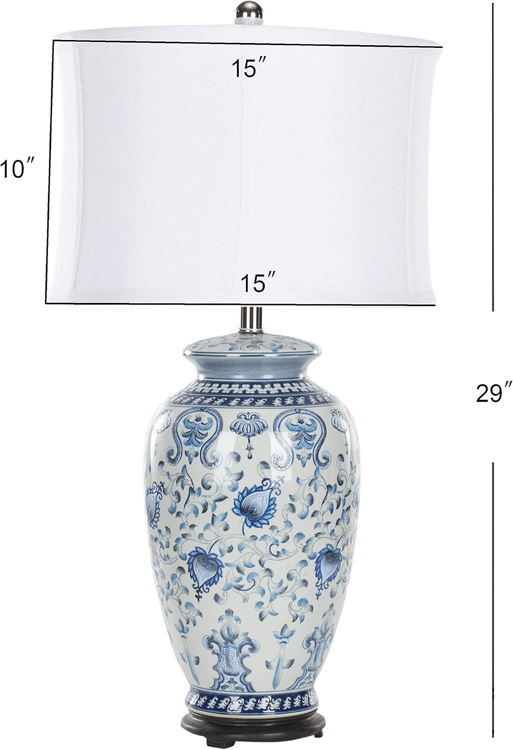 SAFAVIEH Lighting Collection Paige Blue/ White Ginger Jar Chinoiserie 29-inch Bedroom Living Room Home Office Desk Nightstand Table Lamp (LED Bulb