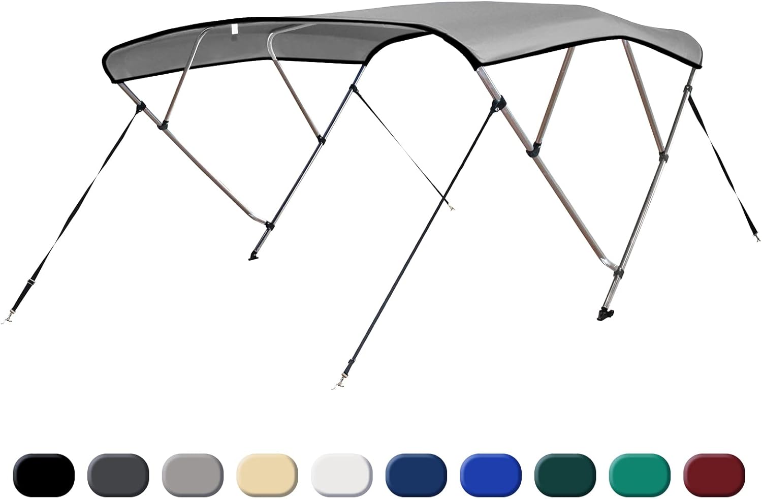 Leader Accessories Sand 4 Bow 8'L x 54" H x 85"-90" W Bimini Top Cover 4 Straps for Front and Rear Includes Mounting Hardwares with 1 Inch Aluminum