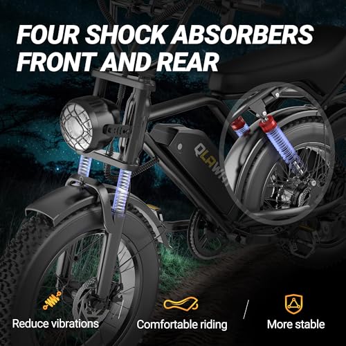 Fat Tire Electric Dirt Bike 750w for Adults 20" Full Suspension Electric Motorcycle Ebikes 48V 15.6AH Removable Battery,31MPH Top Speed