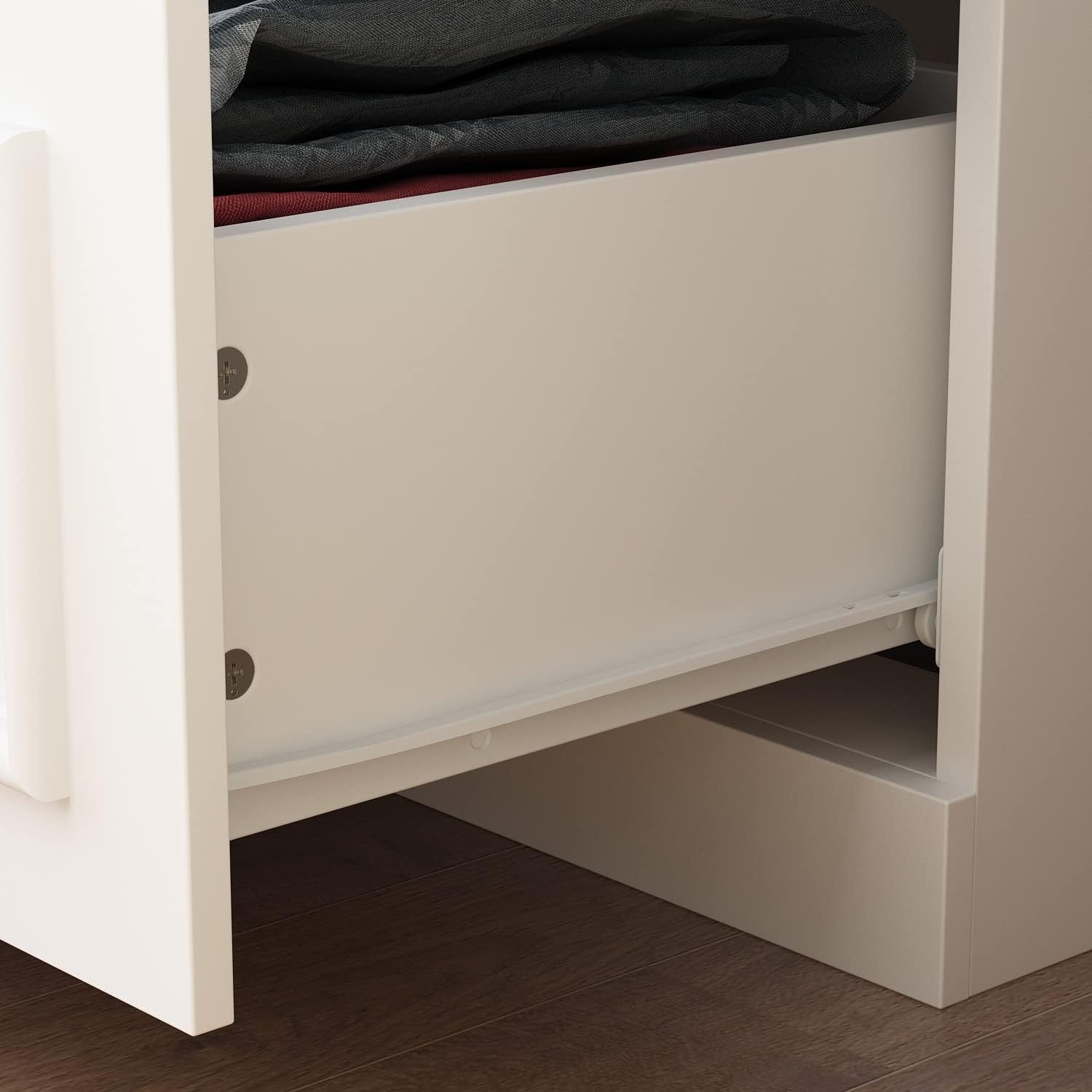 ECACAD Wardrobe Armoire with 2 Glass Doors, 3 Drawers & Hanging Rod, Wooden Closet Storage Cabinet for Bedroom, White (31.7”W x 19.3”D x 74.8”H)