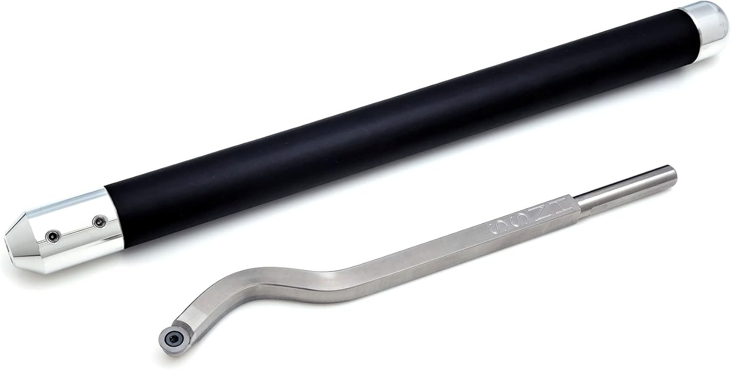 Simple Woodturning Tools - Swan Neck Hollower Carbide Lathe Tool with 9/16" Flat Top Carbide Cutter, Screw