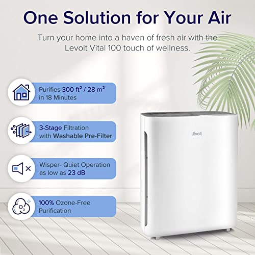 LEVOIT Air Purifiers for Home Large Room, H13 True HEPA Filter Cleaner with Washable Filter for Allergies, Smoke, Dust, Pollen