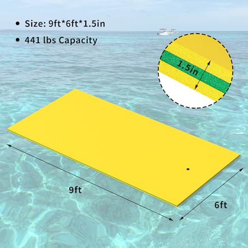 Oversized Lily Pad Floating Mat, 3 Layer 7'/9'/12'/18' Floating Water Mat,Ocean, Beach, River, Pool, Floating Mat for Water Recreation and Relaxing