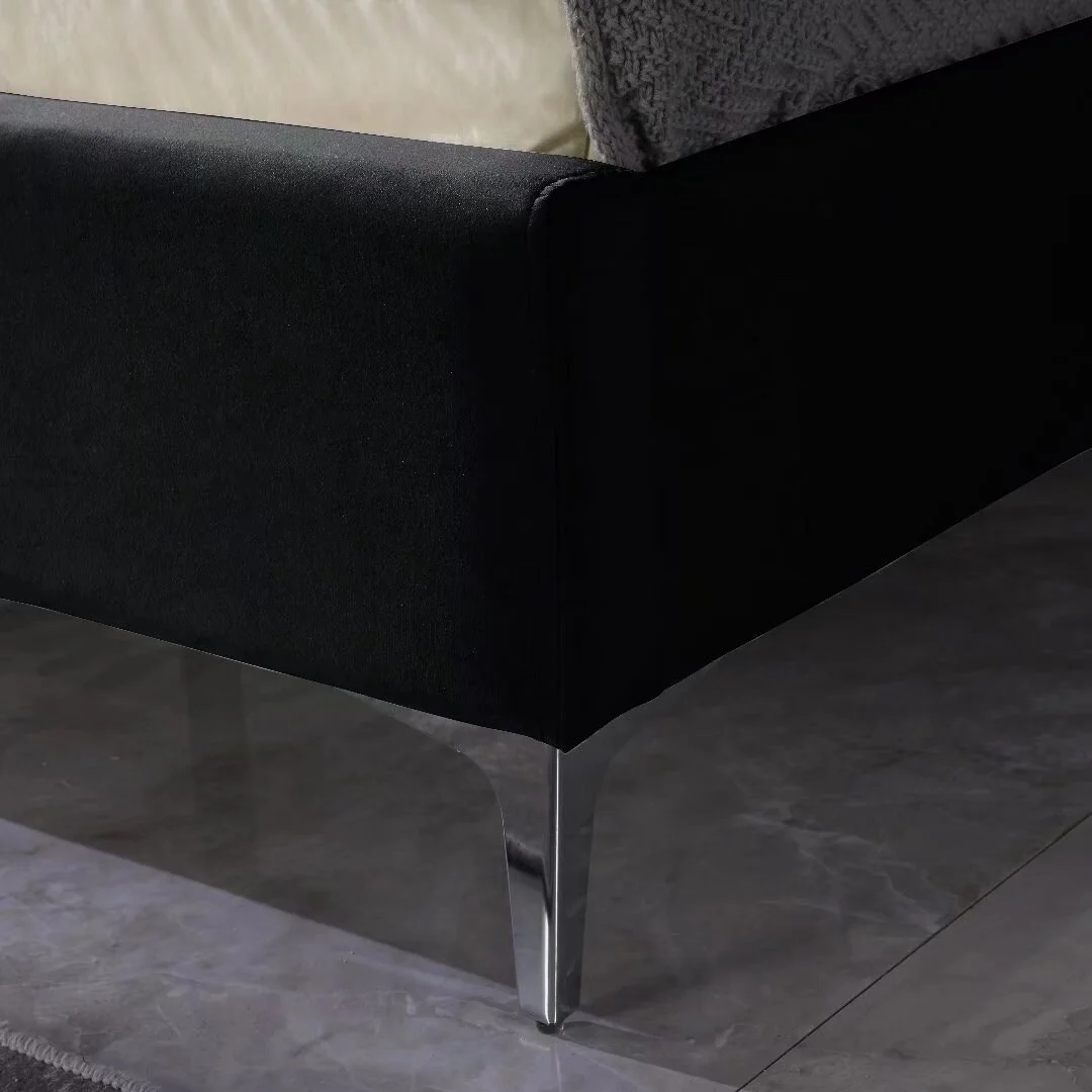 Morden Fort King Size Upholstered Platform Bed Frame/ Velvet Black