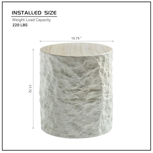 JUSTONE 15.75 ''Round Coffee Table, Accent End Table for Living Room Office Apartment, Modern Minimalist Side Table with Faux Marble Pattern