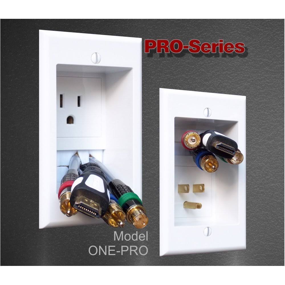 Powerbridge ONE-PRO-6 Single-Outlet Professional Grade Recessed In-Wall Cable Management System for Wall-Mounted