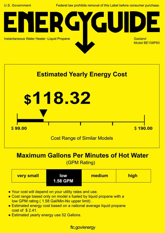 GASLAND BE158 Propane Tankless Water Heater 6L, Outdoor Portable Hot Water Heater, Overheating Protection, Easy to Install