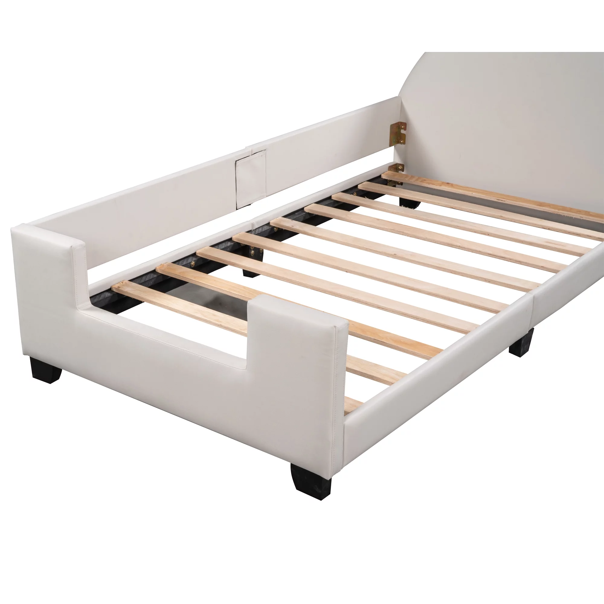 Euroco Mickey Mouse Shaped Twin Size Upholstery Daybed with Headboard for Kids Bedroom, White