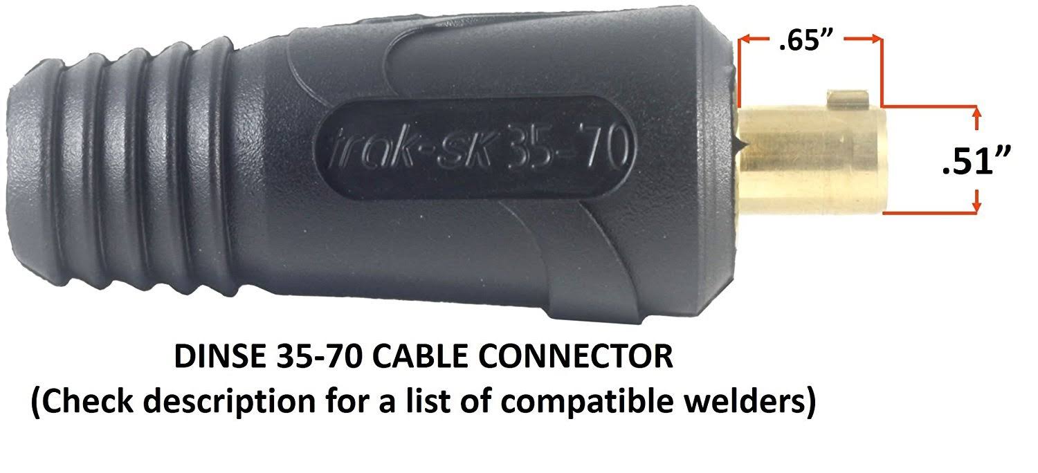 S&Uuml;A 200 Amp Welding Leads Assembly Set - Dinse 35-70 Connector - #2 AWG Cable (75 Feet Each Lead)