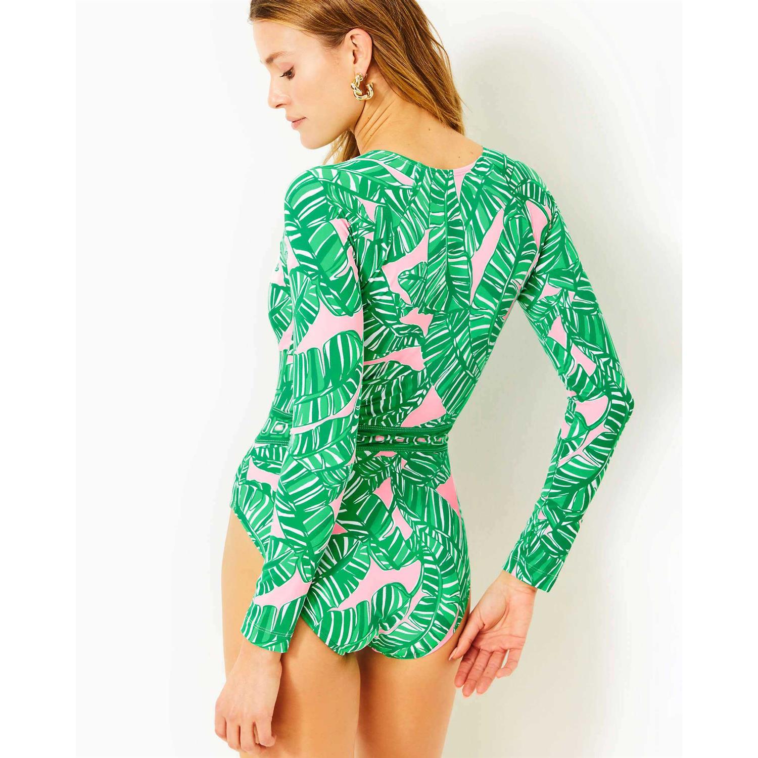 Womens Lilly Pulitzer Toretta Rashguard Swimsuit in Pink - Sports Supplies Online Store