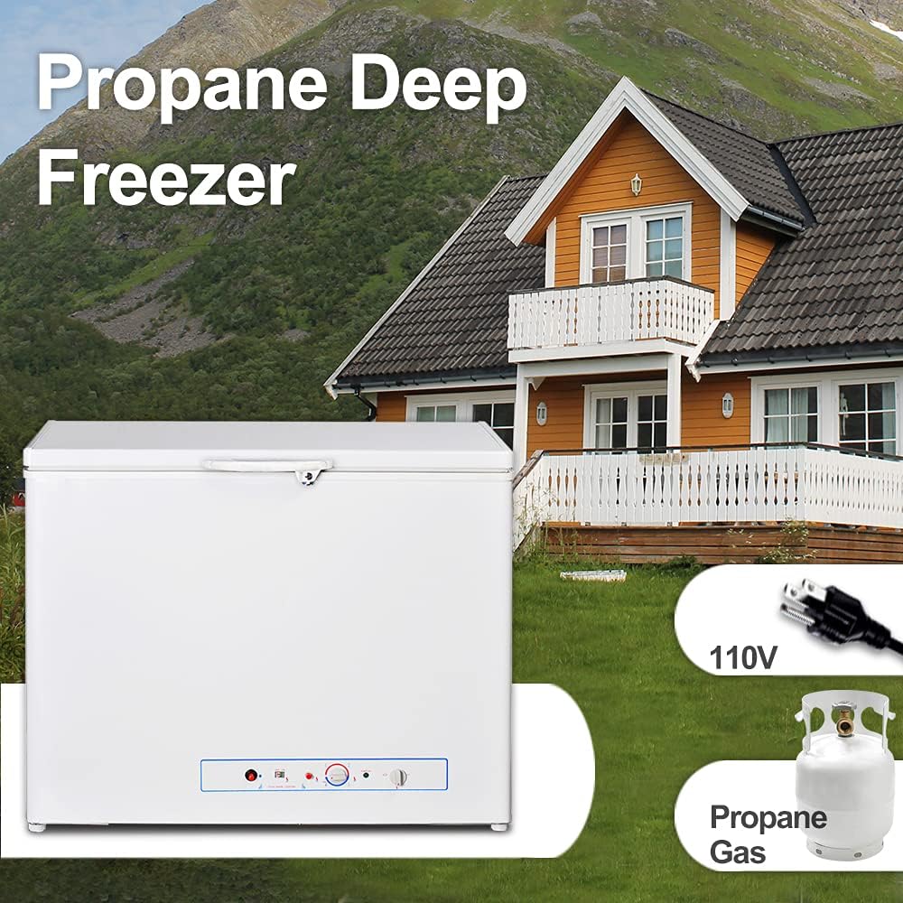 SMETA Propane Freezer Gas/Electric 110v Propane Chest Freezer Outdoor RV Refrigerator Off-grid Living Life Lockable Absorption 2Wway Deep Freezer for