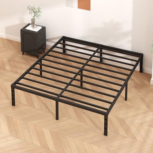 Metal Platform Bed Frame 14 Inch Tall Bed No Box Spring Needed,Twin Size Bed with Heavy Duty Strong Support Slats,Easy to Assemble,Black