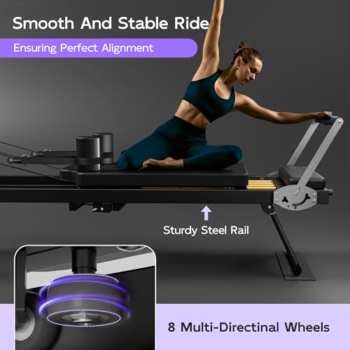 MU Pilates Reformer, Foldable Reformer Pilates Machine & Equipment for Home Use and Gym Workout, Suitable for Advanced and Beginners Users