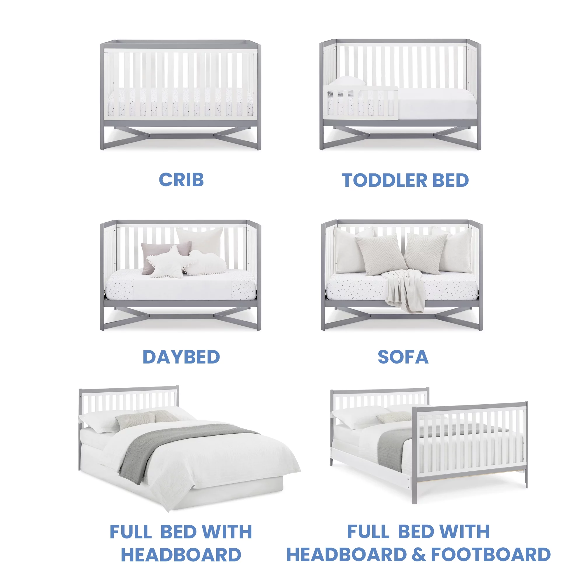 Delta Children Tribeca 4-in-1 Convertible Crib, Greenguard Gold Certified, White/Gray