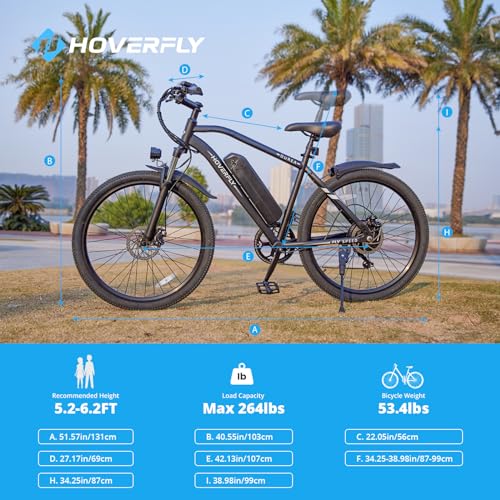 HOVERFLY OUREA 26" Electric Bike for Adults, 750W Peak Motor Mountain Ebike, 20MPH Up to 40 Miles, UL2849 Certified, 7-Speed, Removable Battery