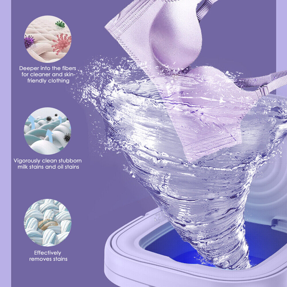 Purple JahyShow Portable Washing Machine - 8L High Capacity Mini Washer for Baby Clothes and Towels