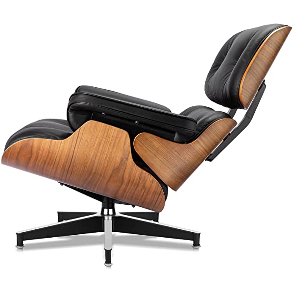 Mid Century Lounge Chair and Ottoman, Modern Chair Classic Design, Top Grain Leather Palisander Wood, Heavy Duty Base Support for Living Room, Study