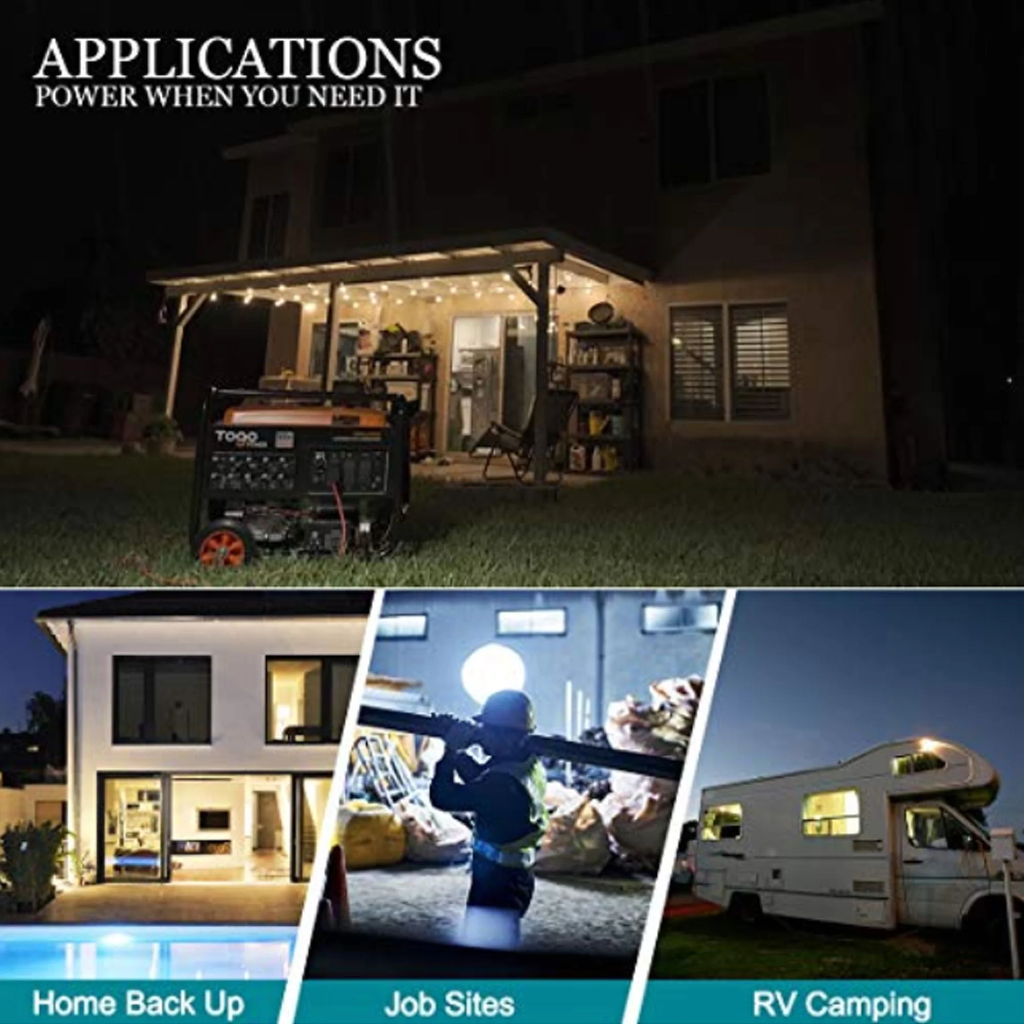 Togo Power Gasoline Powered Portable Generator 8000 Watt Electric Backup