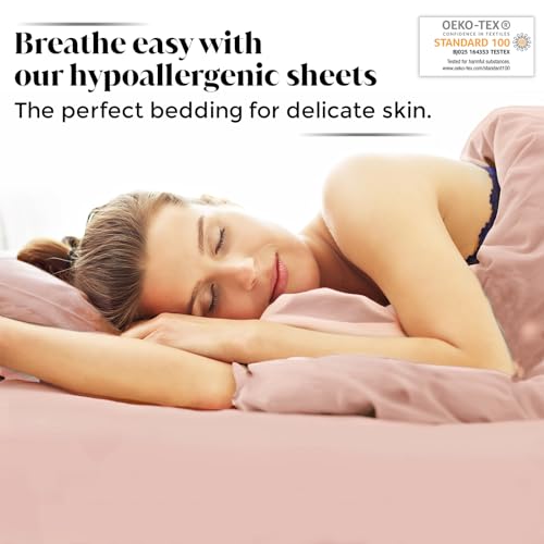 Luxury Bamboo Market | Queen Size Bed Sheet Set | 100% Viscose Made from Bamboo | Organically Grown | Ultra Soft | Cooling Sheets for Hot Sleepers |