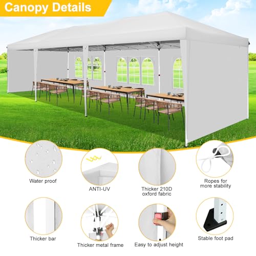 COBIZI Canopy 10x20 Pop Up Canopy Tent with 6 Sidewalls Party Tents for Parties Weddings Backyard Waterproof Canopy Outdoor Commercial Canopy Event