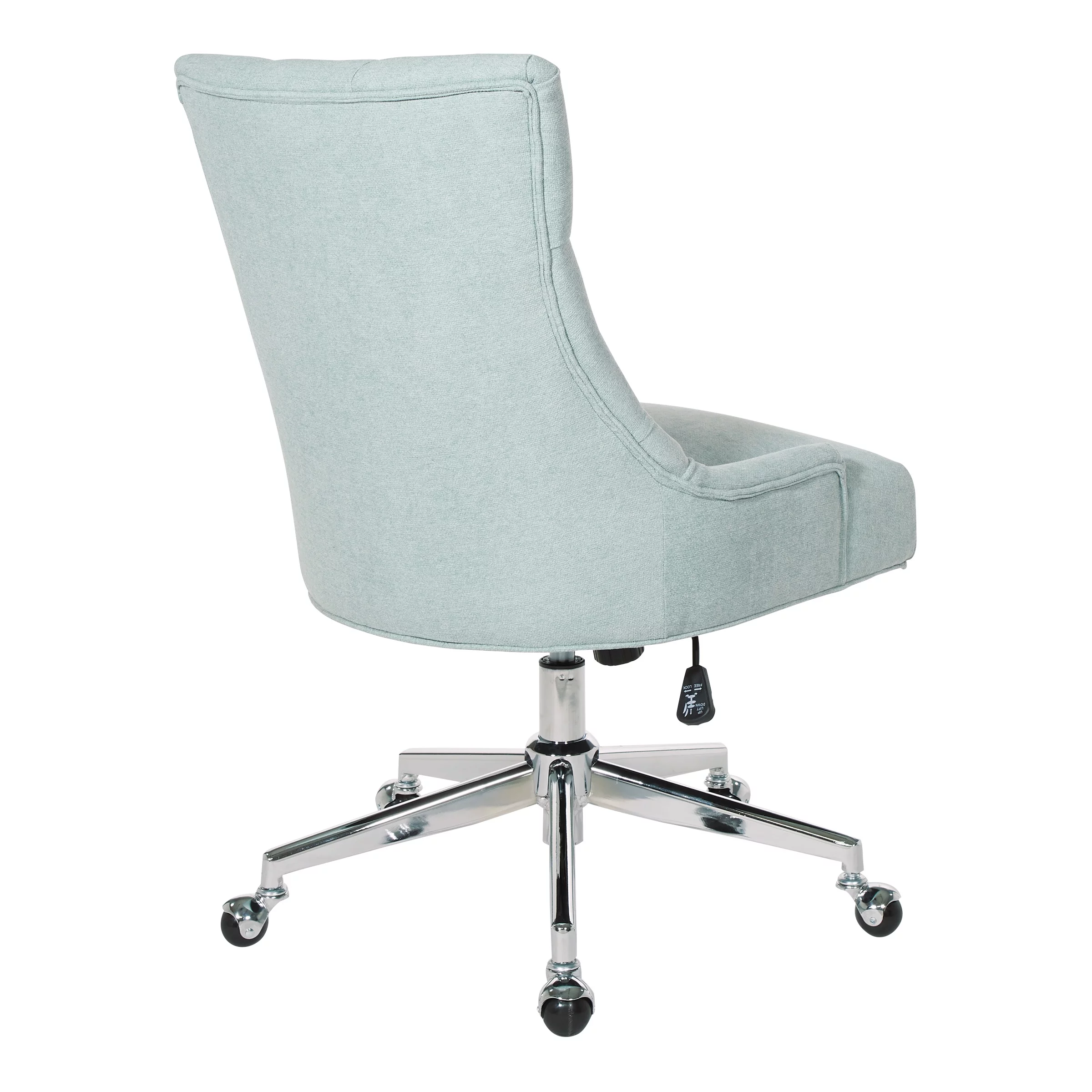 Amelia Office Chair in Mint Blue Fabric with Chrome Base