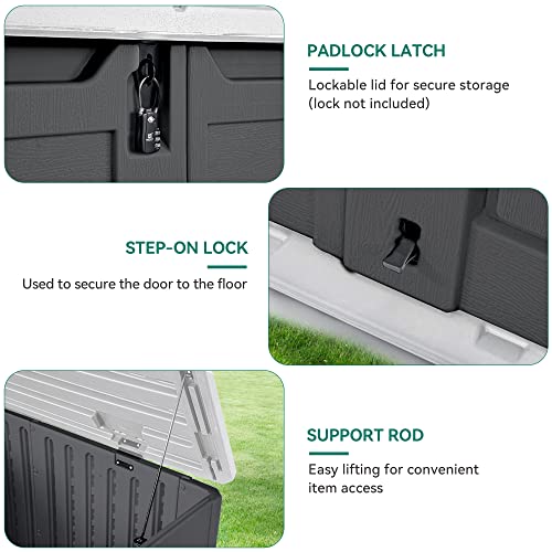 YITAHOME Outdoor Horizontal Storage Sheds w/o Shelf, Weather Resistant Resin Tool Shed, Multi-Opening Door for Storage of Bike, Trash Cans