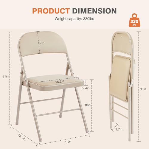 Sweetcrispy Folding Chair 12 Pack, Leather Padded Folding Chairs, Sturdy Metal Foldable Chairs, Easy to Use and Store, Outdoor and Indoor, for Home