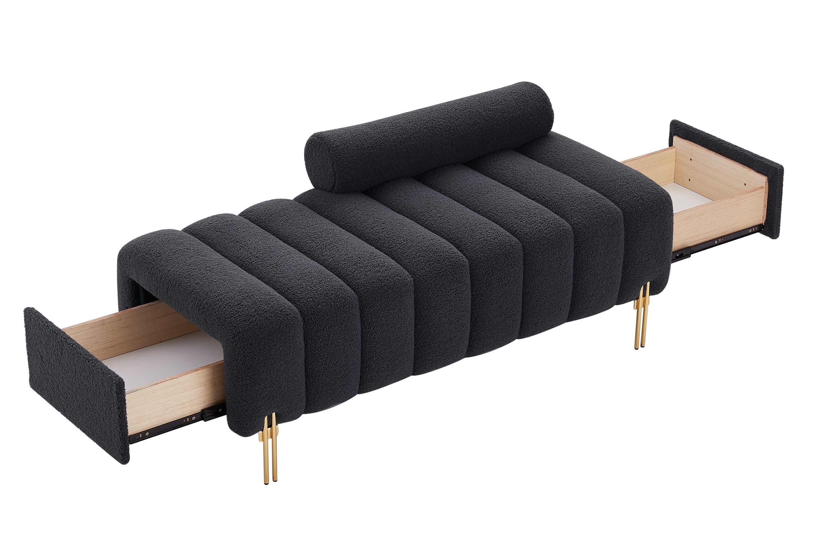 HUTWIFE Storage Bench for Bedroom End of Bed, Window Ottoman Storage Bench, Modern Upholstered Teddy Fabric Bench Ottoman, Tufted Bench for Entryway