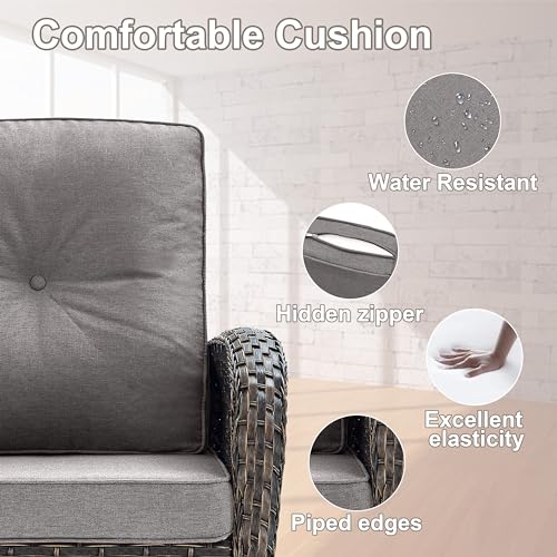 Patio Wicker Chairs Swivel Rocker - Outdoor Swivel Rocking Chairs Set of 2 with Rattan Side Table