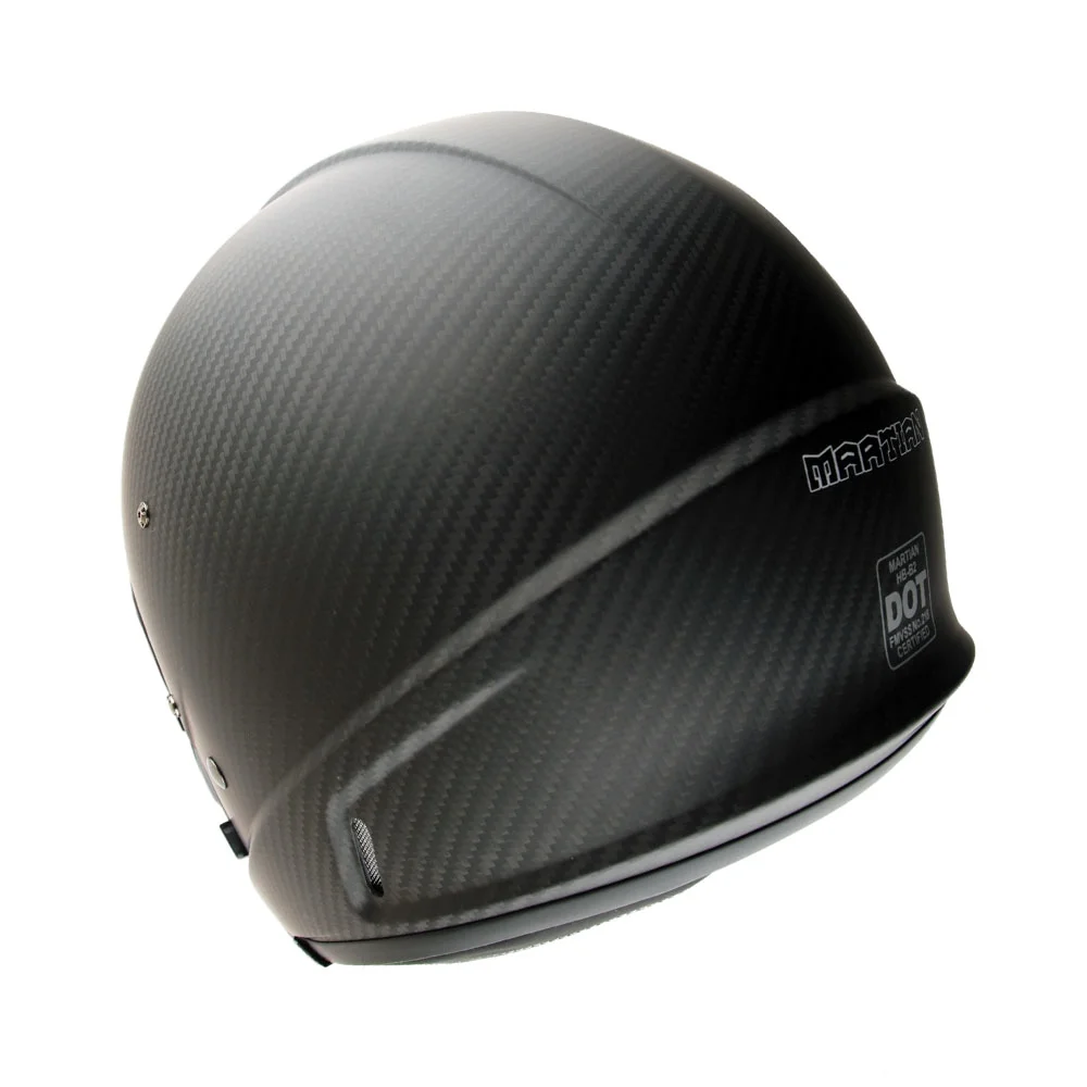 Martian Genuine Real Carbon Fiber Motorcycle Open Face Helmet HB-B2 Matt Carbon Black + Clear Lens, DOT Approved