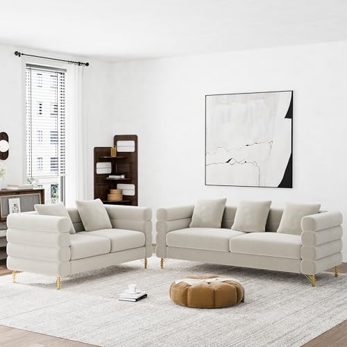Cloud Couch for Living Room, 79" Modern Overstuffed Deep Seat Boucle Sherpa 3 Seater Sofa with 3 Pillows