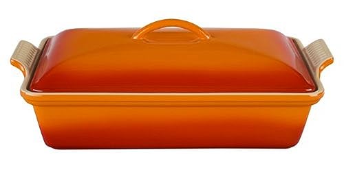 Le Creuset Stoneware Heritage Covered Rectangular Casserole, 4 qt. (12" x 9"), Cerise