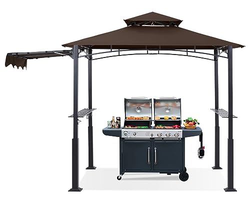 ABCCANOPY 8x5 Grill Gazebo - Outdoor BBQ Canopy Shelter with Led Light for Patio Backyard Grilling (Dark Gray)