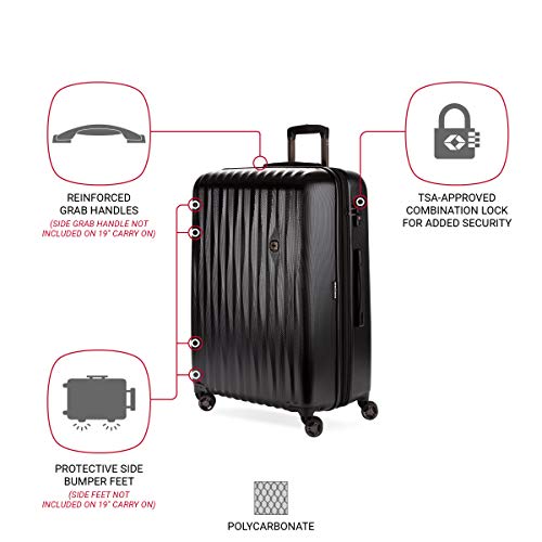 SwissGear 7272 Energie Expandable Hardside Luggage with Spinner Wheels and TSA Lock, Gunmetal, Carry-On 19-Inch