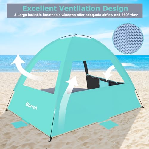 Gorich Beach Tent, Beach Shade Tent for 3/4-5/6-7/8-10 Person with UPF 50+ UV Protection, Portable Beach Tent Sun Shelter Canopy