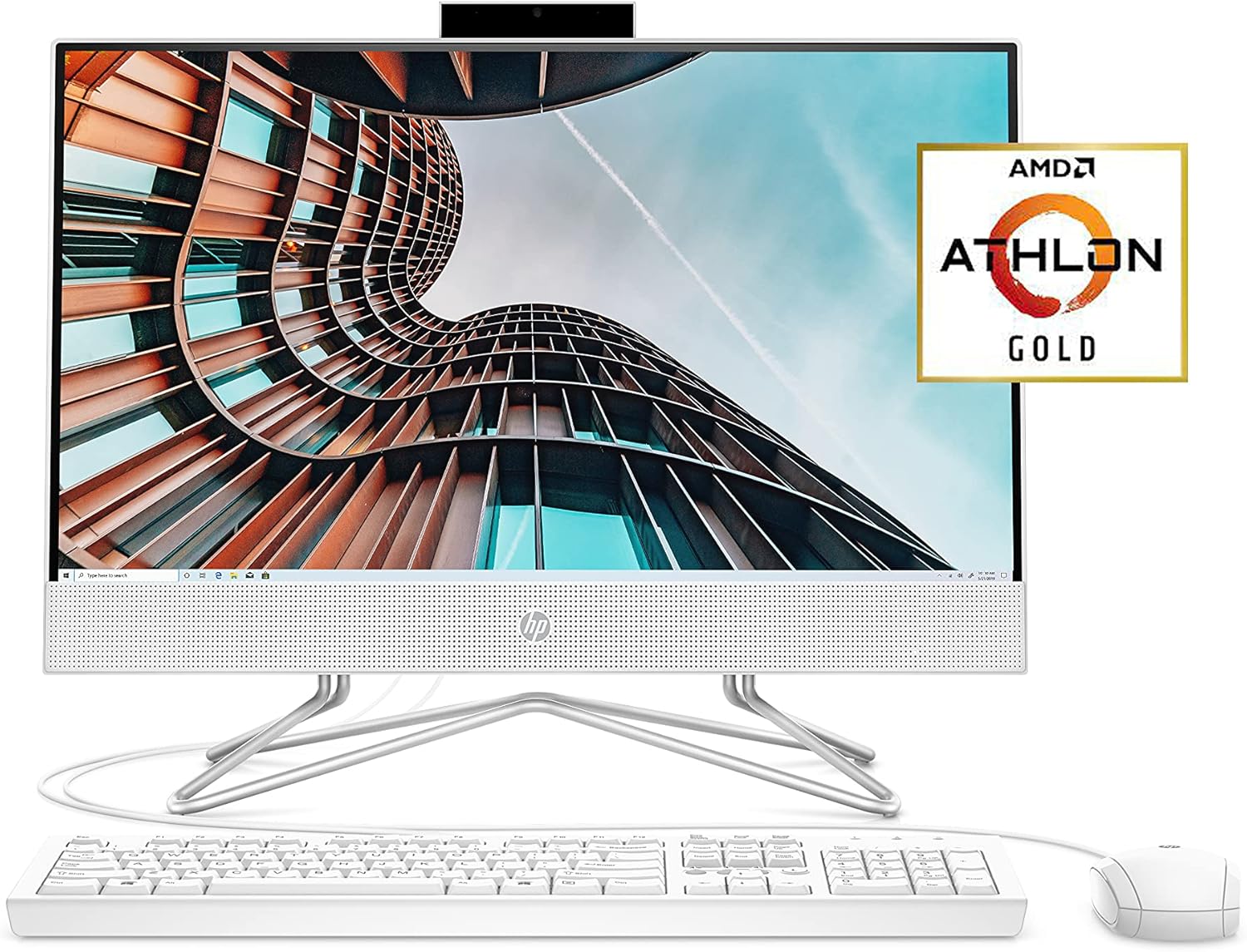 HP 22 All-in-One PC, AMD Athlon Gold 3150U Processor, 4 GB RAM, 256 GB SSD, Full HD IPS 21.5-inch Anti-glare Display, Windows 10 Home