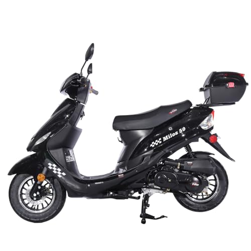 X-PRO Milos 50 Moped with 10" Aluminum Wheels, Electric/Kick Start! (Black)