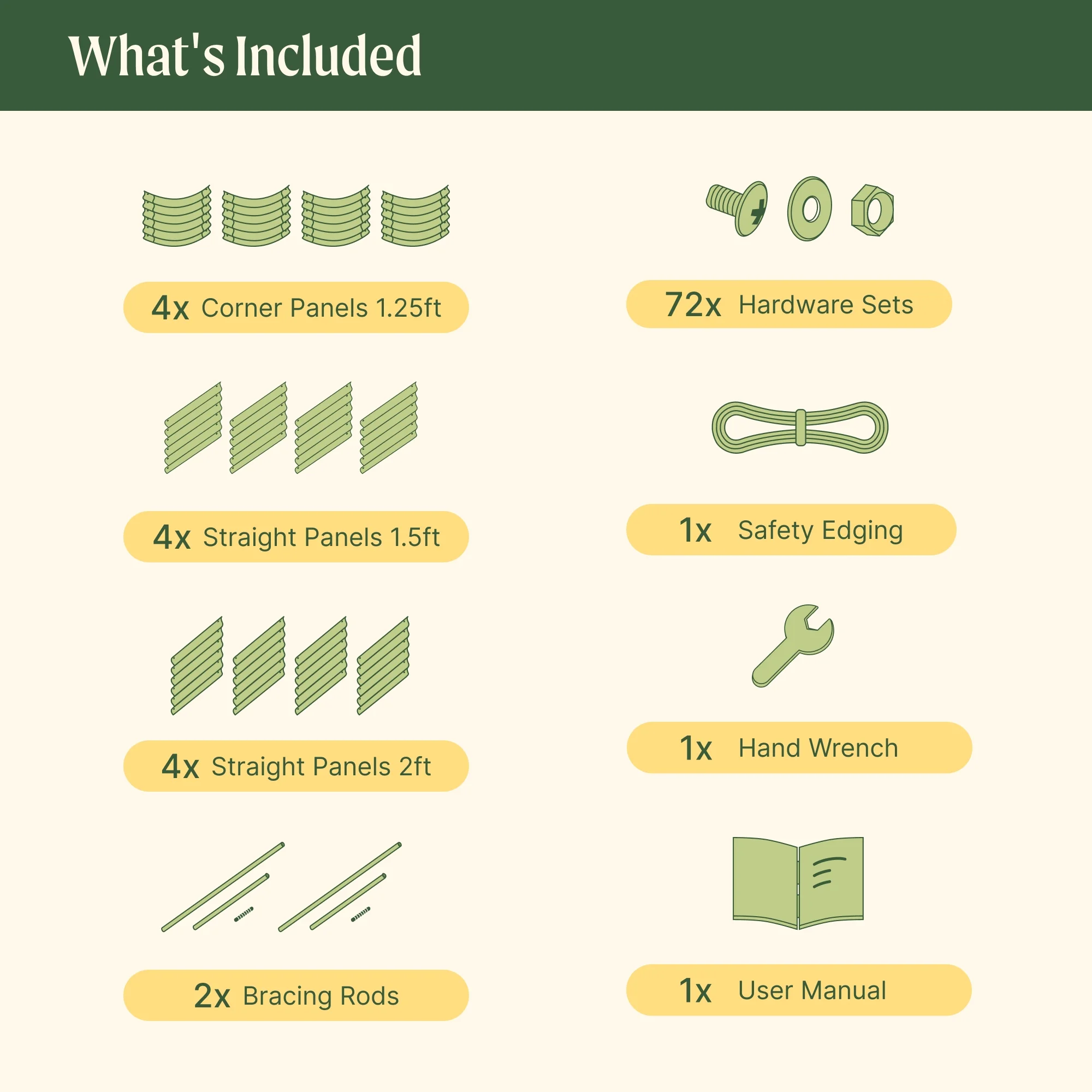 Vego Garden 17" 10 in 1 9.5 ftx2.5 ft / 8 ft x 4 ft Modular Metal Raised Gardening Bed Olive Green