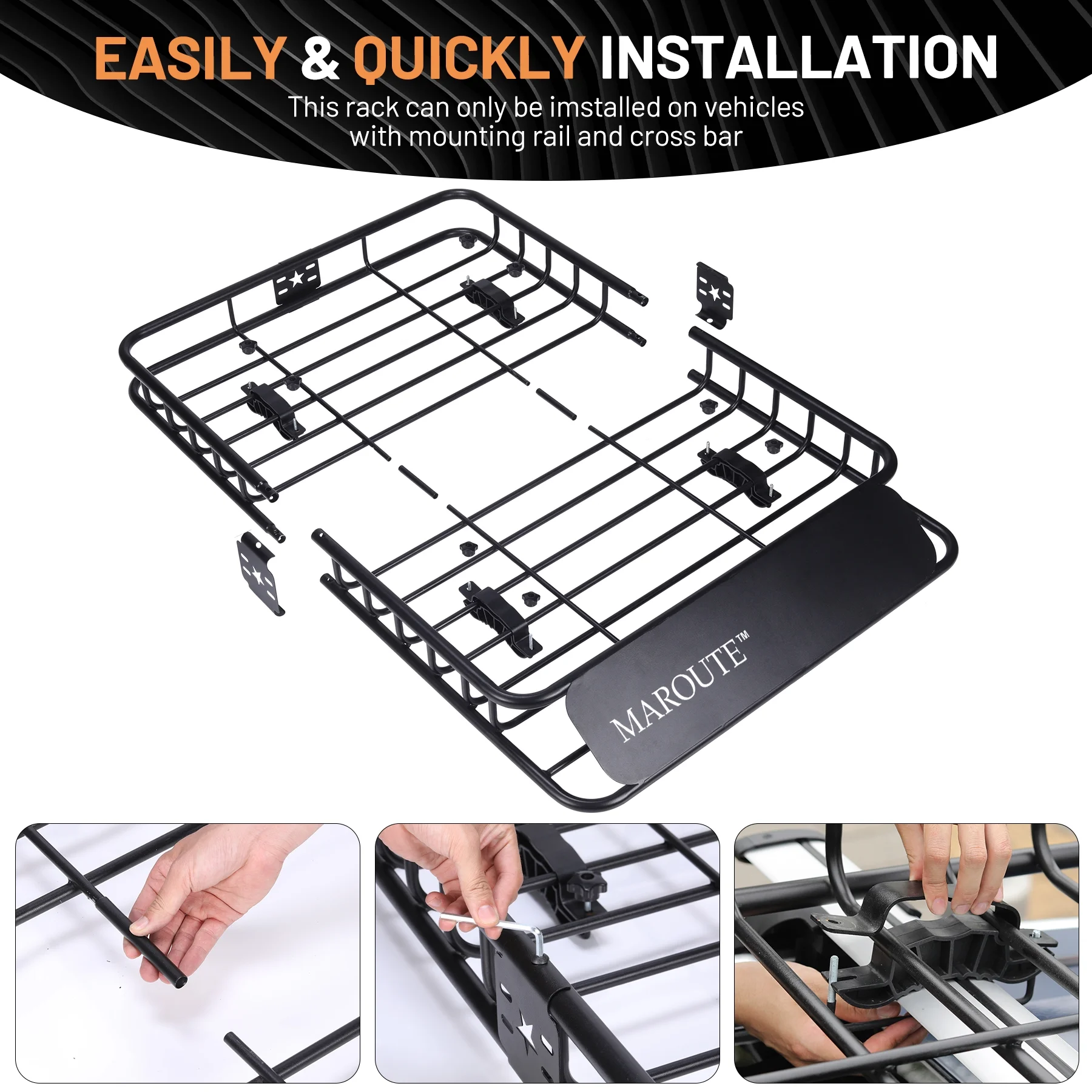 Homhougo—Roof Rack Carrier Basket Universal 51" X 36" X 5" Rooftop Cargo Carrier Basket Car Luggage Holder Universal for SUV Cars- 200 lb. Capacity