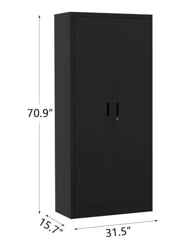 GarveeHome Metal Storage Cabinet with Lock,Steel Tool Cabinet with 4 Adjustable Shelves and 4 Adjustable Feet,Storage Organization for Home,Garage