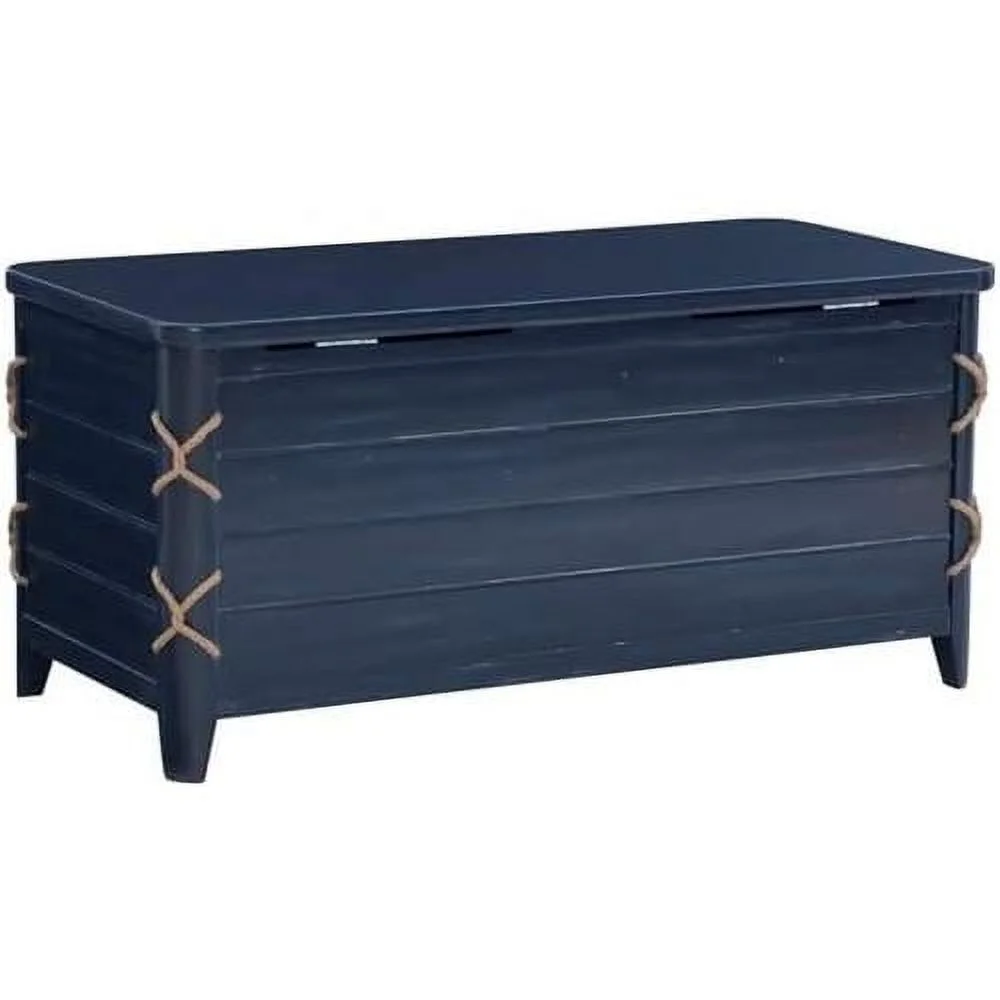Zana Wood Rope Cedar Lined Storage Chest In Blue