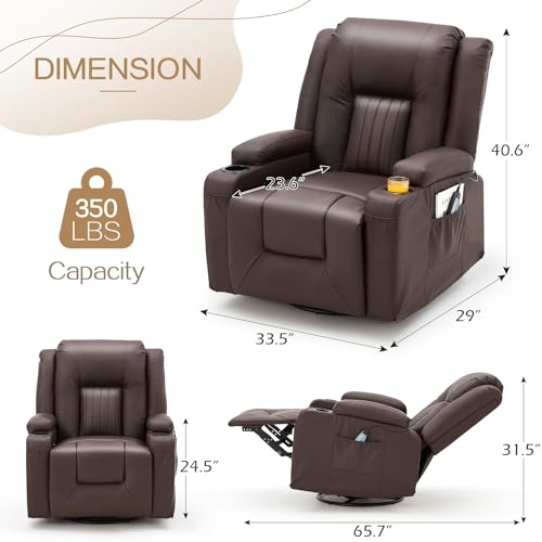 YODOLLA 3 Pieces Leather Recliner Sofa Set for Living Room Furniture Set，Overstuffed Reclining Sofa with Massage&Heat Function
