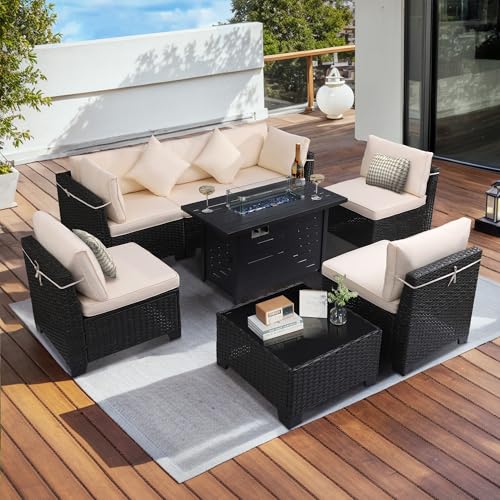 KIGOTY Patio Furniture Set 7 Pieces Conversation Sets, Outdoor Sectional Sofa