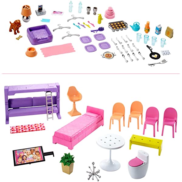 Barbie Dreamhouse Dollhouse with Wheelchair Accessible Elevator, Pool, Slide and 70 Accessories Including Furniture and Household Items