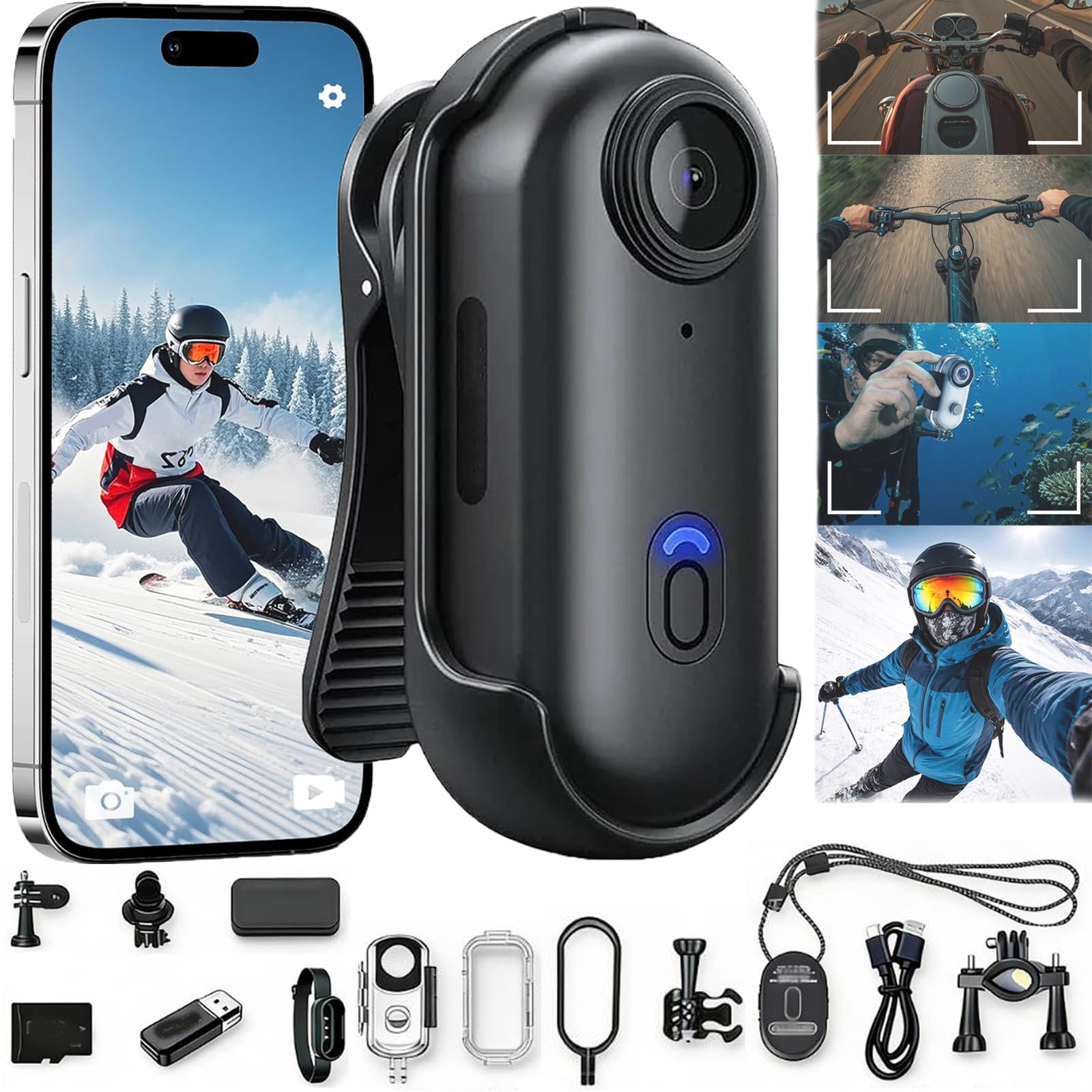 POV Record Pro 2.0, High-End 4K/1080P Pro Capture Thumb Camera, WiFi Magnetic Sports Cycling Camera,Portable Pet Cameras