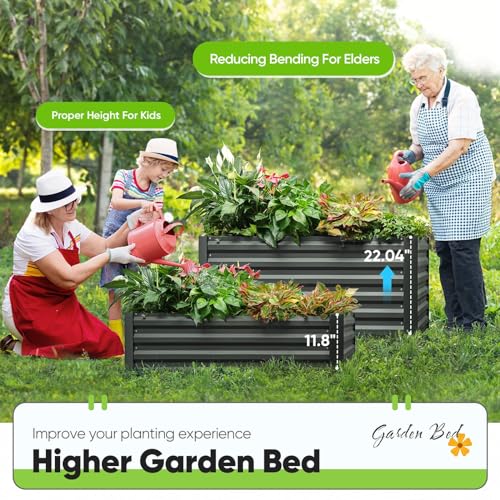 Quictent Raised Garden Bed Galvanized Raised Beds for Gardening Vegetables with Cover 8x4x1 ft Metal Planter Box Outdoor Use (Clear)