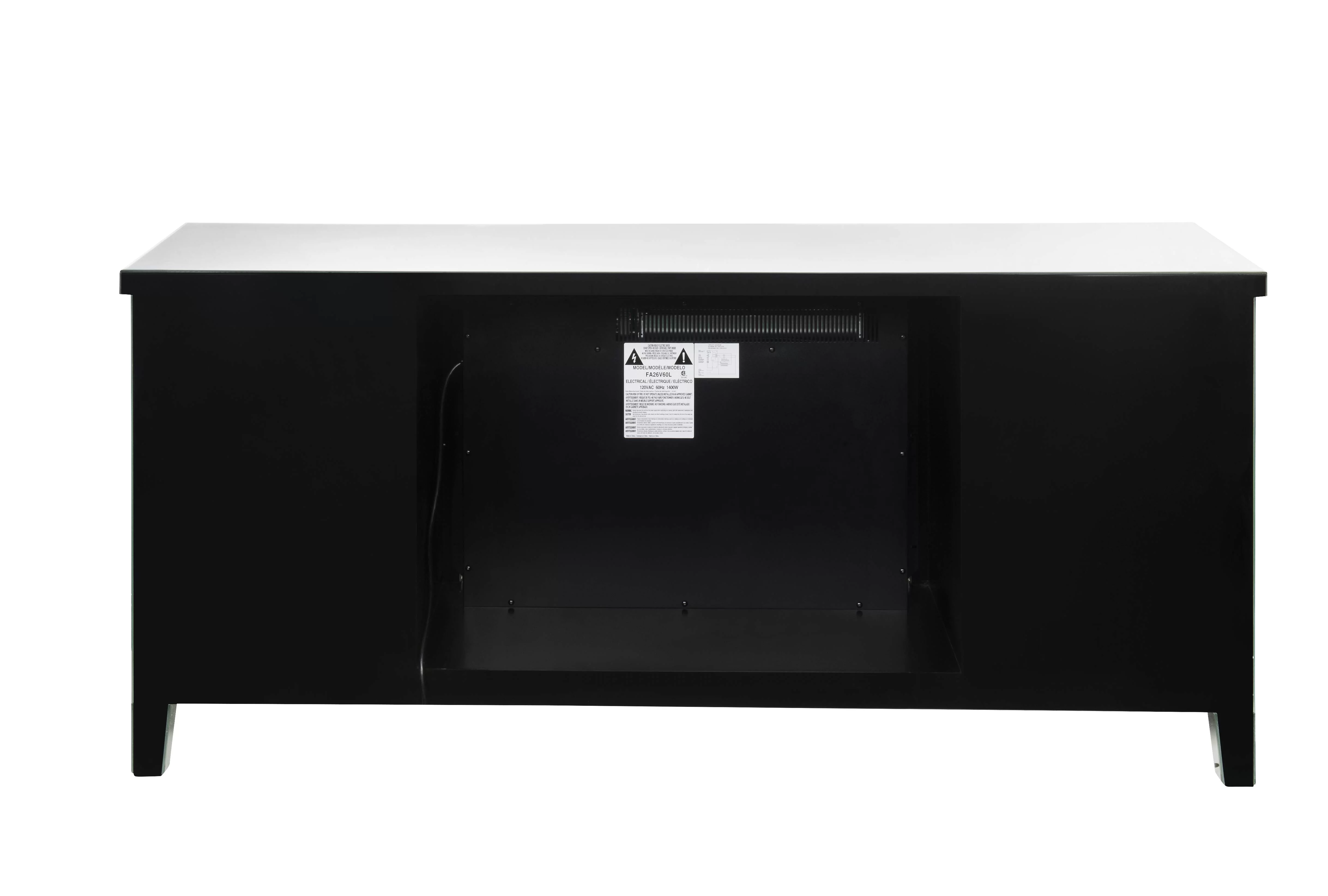 Nora lie TV Stand with Fireplace (LED) in Mirrored & Faux Diamonds