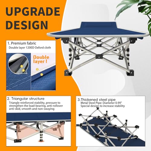 2 Pack Camping Cot with Mattress Comfortable Cot Bed Folding Cot Heavy Duty Cots for Sleeping with Carry Bag for Adults Kids Guest Bed Outdoor Indoor
