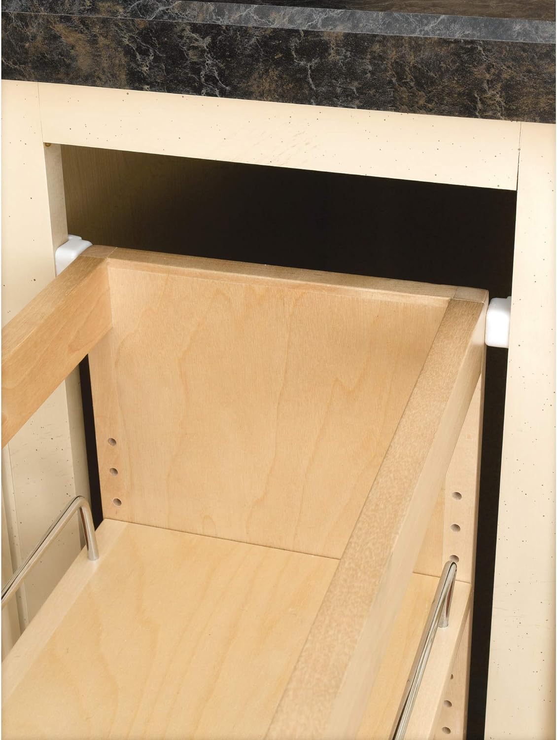 Rev-A-Shelf 448-BC19-5C 5 Inch x 19 Inch Pull Out Wood Base Kitchen Cabinet Organizer with 3 Adjustable Shelves, Natural Maple Wood